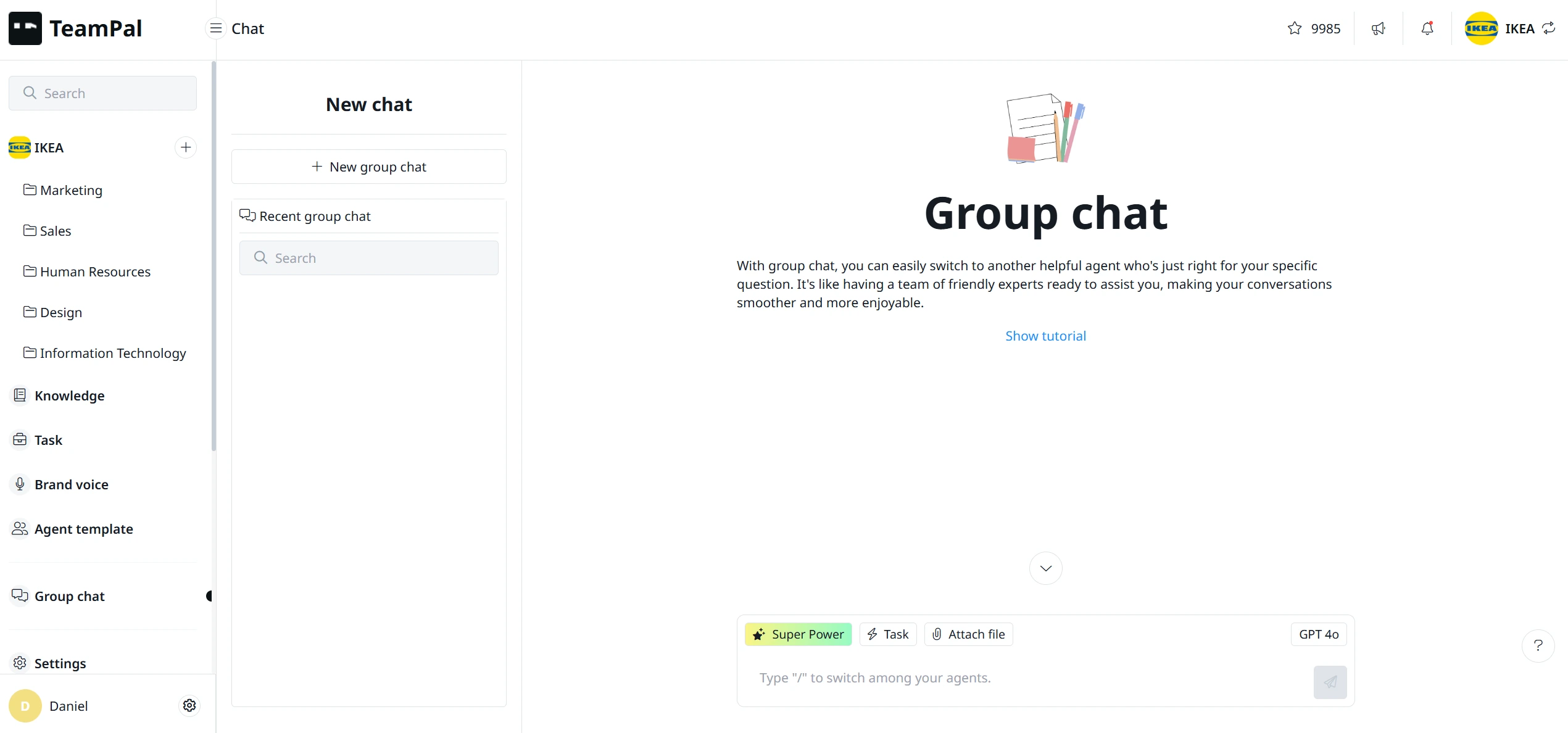 Group Chat dashboard