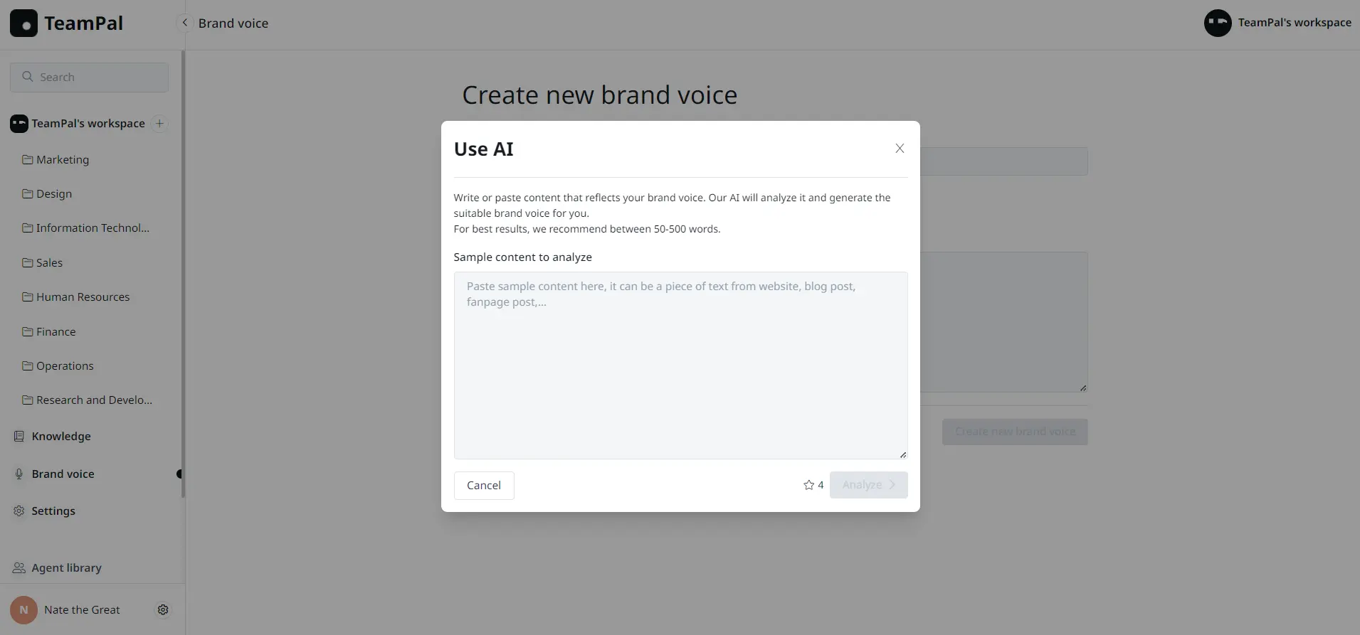 Use AI create brand voice 