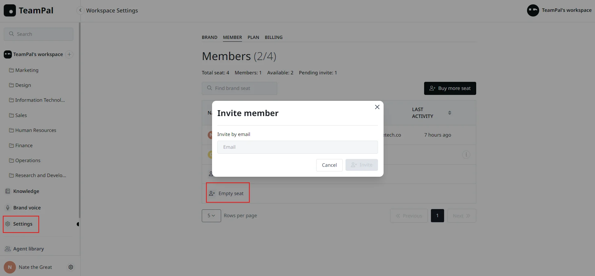 Invite member to workspace